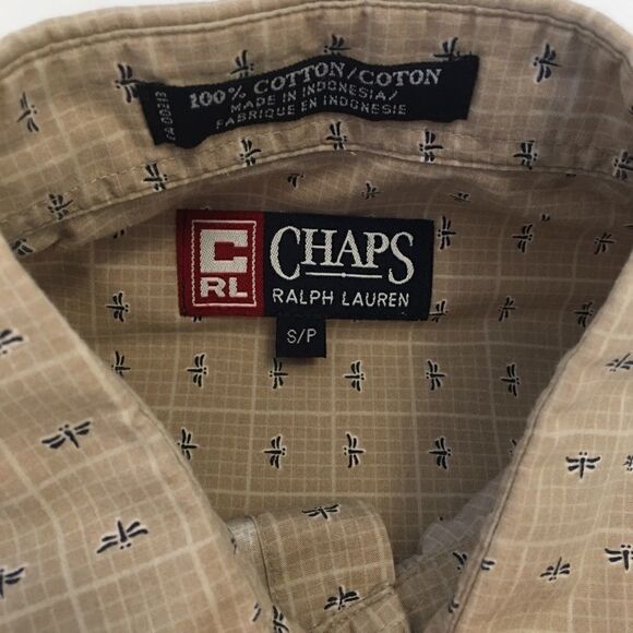 MENS RALPH LAUREN Chaps Tan Printed Casual Shirt S - Picture 5 of 7